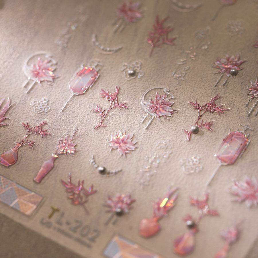 1pcs 5D Diamond White Lace Bow Nail Art Stickers Pearl Rhinestones Nail Decoration Adhesive Decals Slider DIY Accessory
