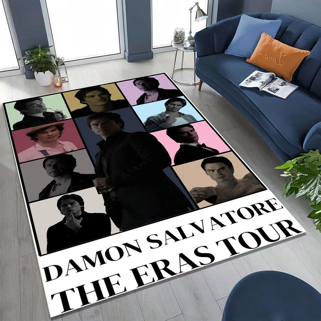 3D The Vampire Diaries Damon Salvatore Rug for Bedroom Living Room Sofa Home Doormat Decor, Large Kids Play Non-slip Floor Mat