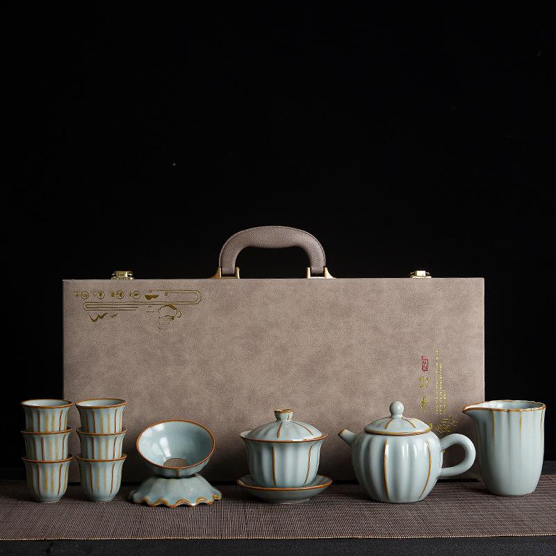 Ru Kiln Tea Set Business Gifts Household Activities Festival Souvenirs Ceramic Kung Fu Tea Set Gift Box