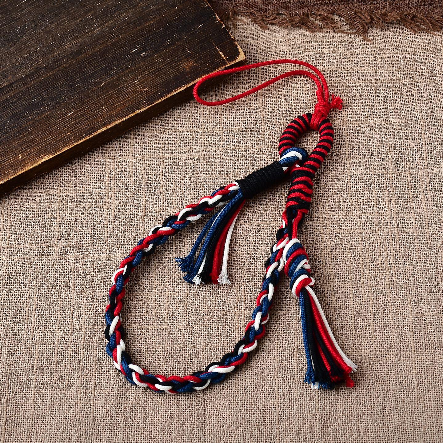 Tibetan Braided Cotton Phone Lanyard with Tassel Charm