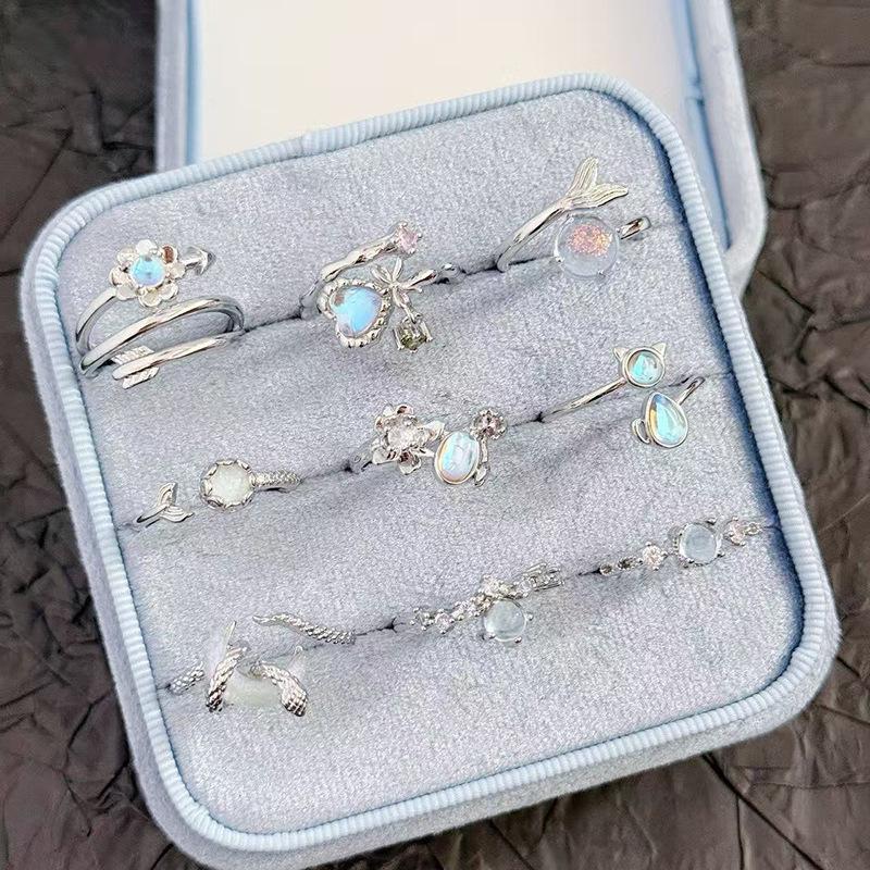 Moonstone Series Opening Adjustable Ring Personality High Sense Simple Light Luxury Niche High Sense Jewelry