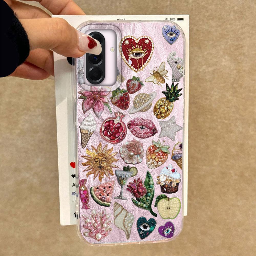 Pink Face Sun Stars Women Girls Phone Case for Samsung Galaxy A55 A56 A36 A26 A16 A53 A06 A14 A24 A34 A54 A15 A25 A35 A12 Cover