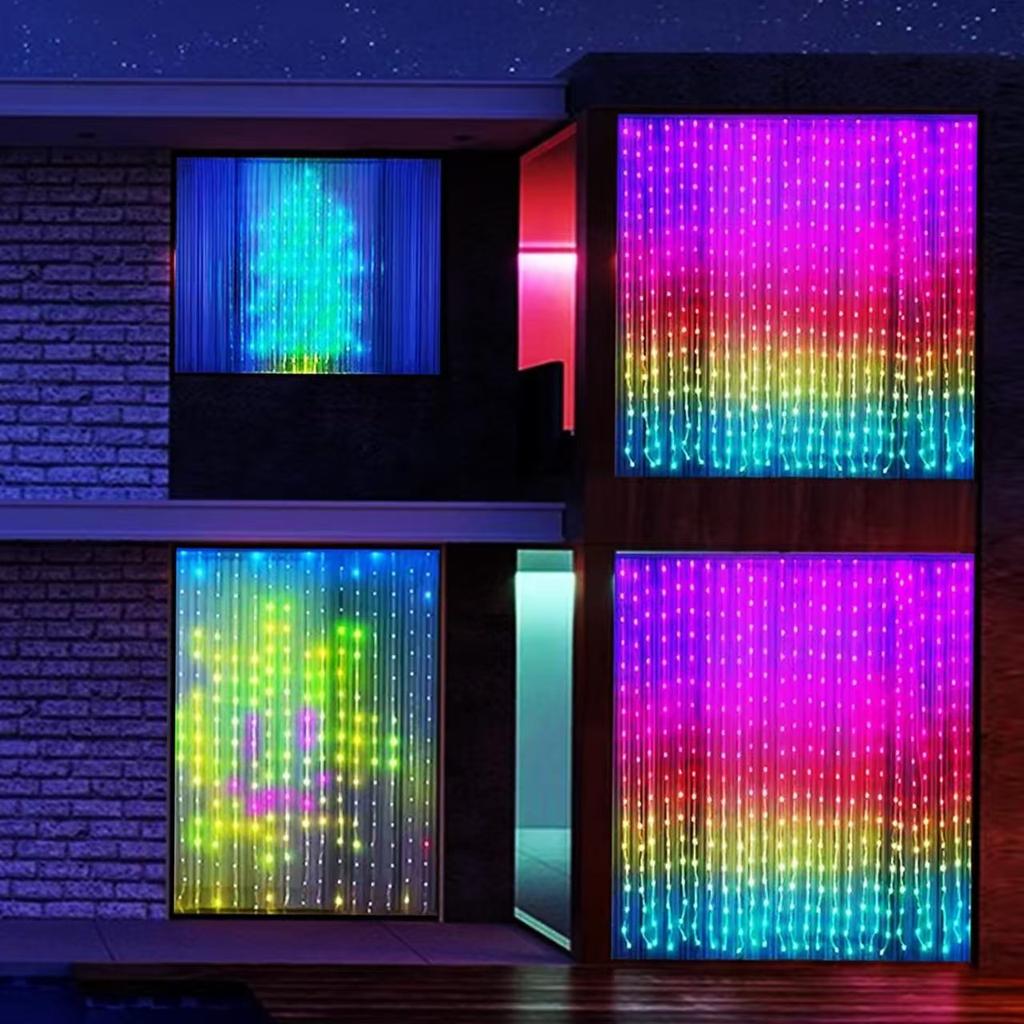USB Led Smart Curtain Lights Bluetooth App Led String RGB Fairy Lights DIY Music Lights Party Window Curtain Bedroom Decoration