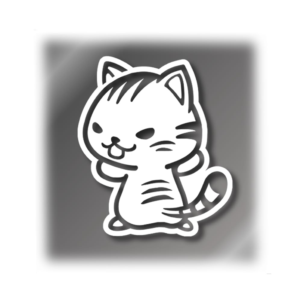 

Only the cat can go first Sticker Standing in the way Cat made in Japan Sticker Motorcycle car sticker large [Tamiya] (Tiger pattern, white)