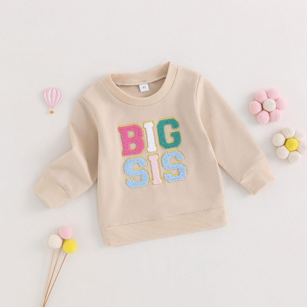 Girls Autumn Casual Sweatshirts 4Y 5Y 6Y 7Y Long Sleeve Crewneck Letter Print Loose Fit Pullover Tops