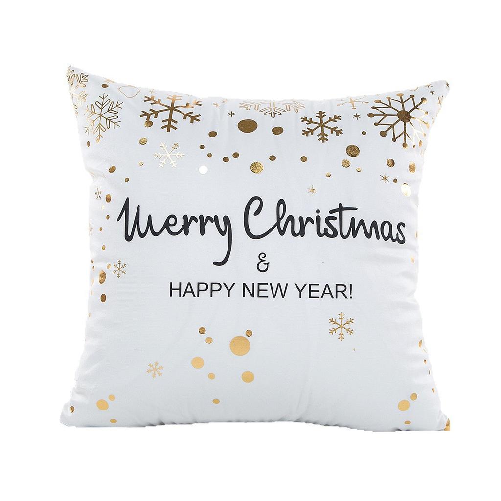 Christmas Atmosphere Bronzing Craftsmanship Festive Feel Pillow Cover Fabric Soft and Comfortable Home Sofa Pillow Bedside Cushion