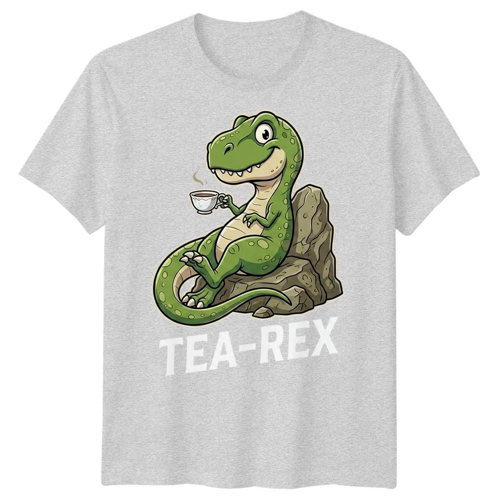 Tea Rex Funny Dinosaur Drinking Tea Unisexs T Shirt Graphic Novelty Tee