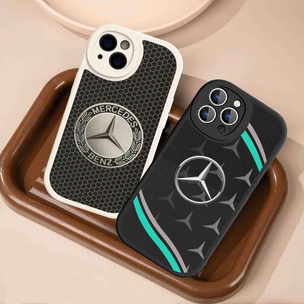 CQH1 Car M-Mercedes-Benz Phone Case For IPhone 16 15 14 13 12 11 Pro Max Plus Shockproof Leather Cover