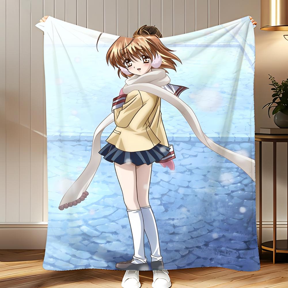 classic anime CLANNAD Throw Soft Coral Fleece Blanket 310gsm Fluffy Warm Throw for Sofa Bed Couch Bedroom Decor 75x100cm