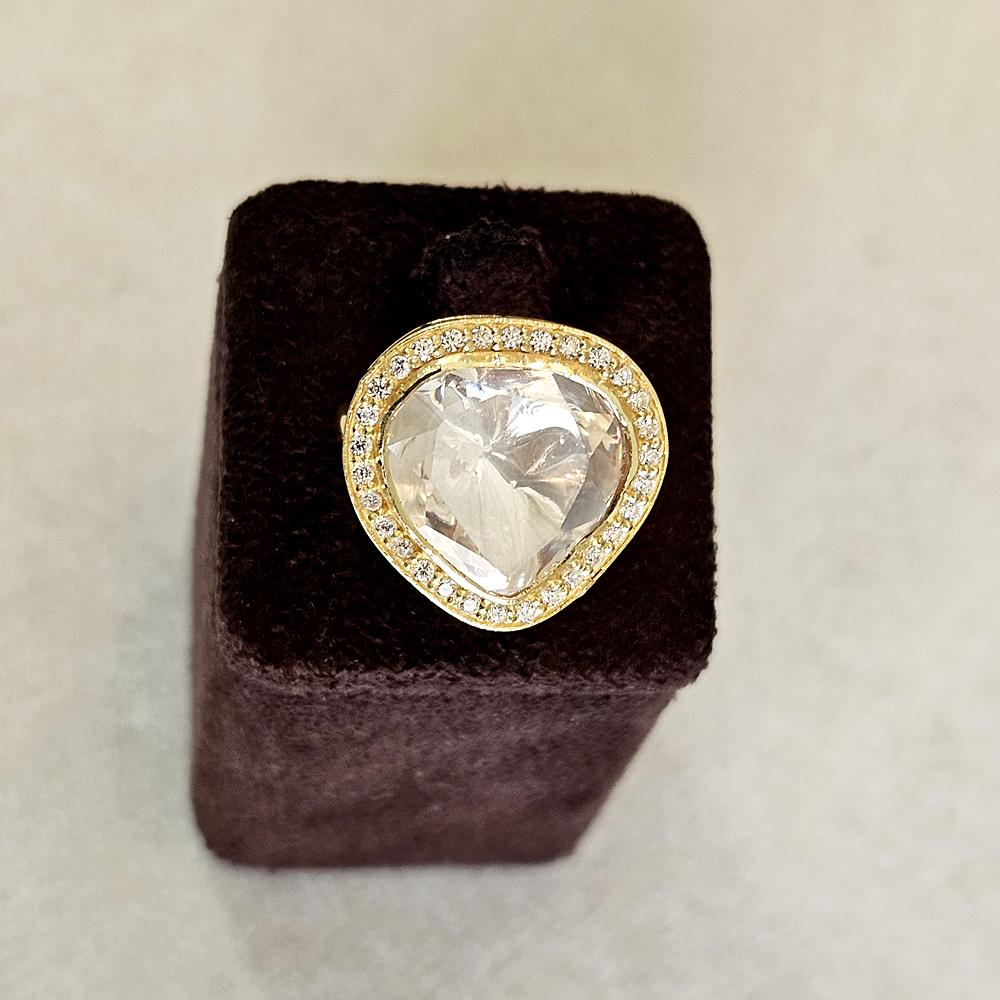 Arisha Silver Gold Plated 925 Sterling Silver Ring, Handmade Kundan Jewelry with Moissanite and Cubic Zirconia for Women, Indian Jewelry