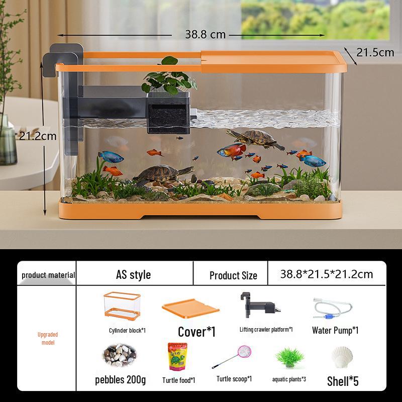 Versatile Desktop Turtle & Fish Aquarium with Basking Platform and Integrated Circulation System