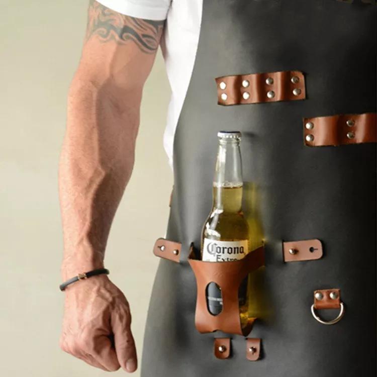 Custom Logo PU Leather Apron: Waterproof, Oil-Proof Cover for BBQ, Baking, & Work