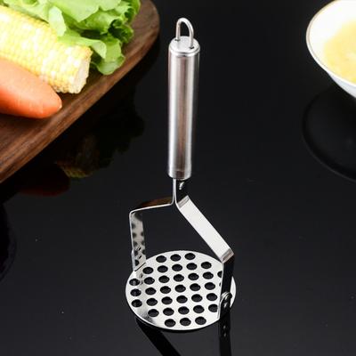 Durable Stainless Steel Potatoes Masher Rust-proof Handheld Potatoes Crusher Household Hangable Fruit Puree Maker Baby Food