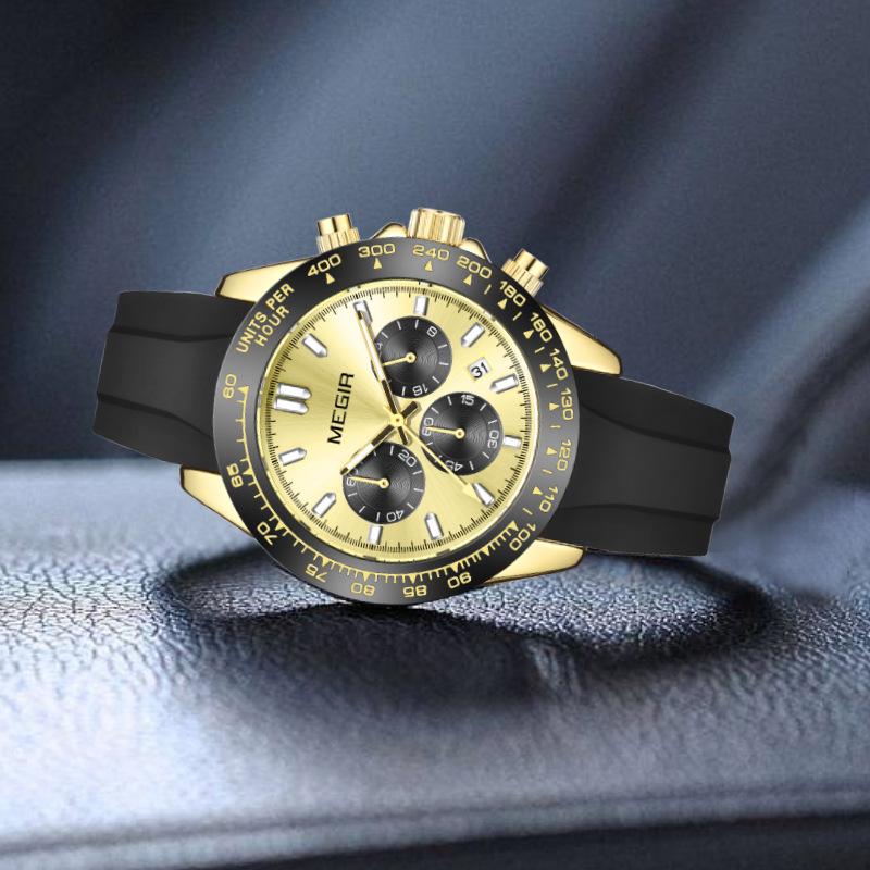 Quartz Watch Multi-Function Timing Waterproof Sports Watch Watc Men'S Watch 8104 Silicone