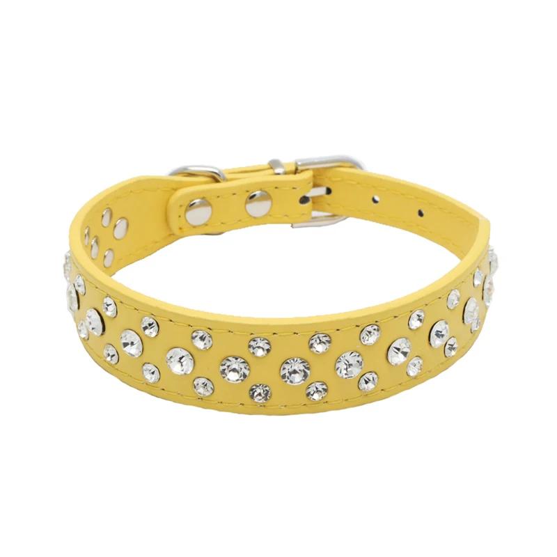 Adjustable Rhinestone Studded PU Leather Dog Collar for Small Medium Large Dogs Cats Anti-Bite Pet Neck Ring Pet Supplies
