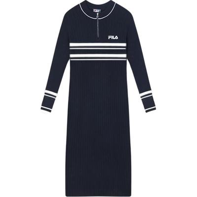 Heritage Fashion Simple Comfortable Midi Long Sleeve Dress Women Dresses Legendary-Blue F51W448301A-NV