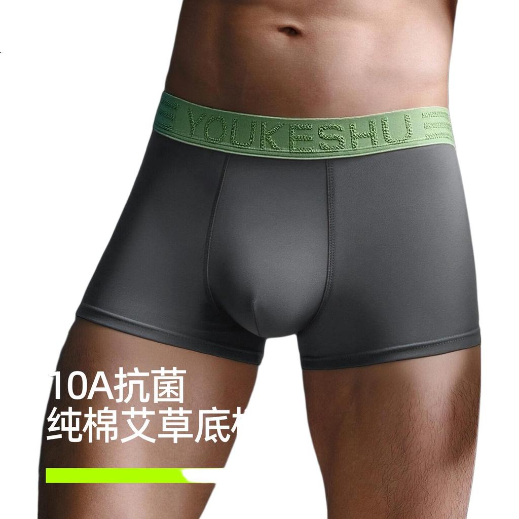 YOUKESHU Men's Cotton Breathable Antibacterial Seamless Boxer Briefs 10A Autumn Winter