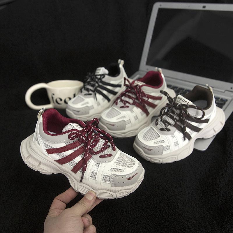 Children's mesh sports shoes spring and autumn popular boys and girls soft-soled dad shoes middle-aged children's trend versatile casual shoes