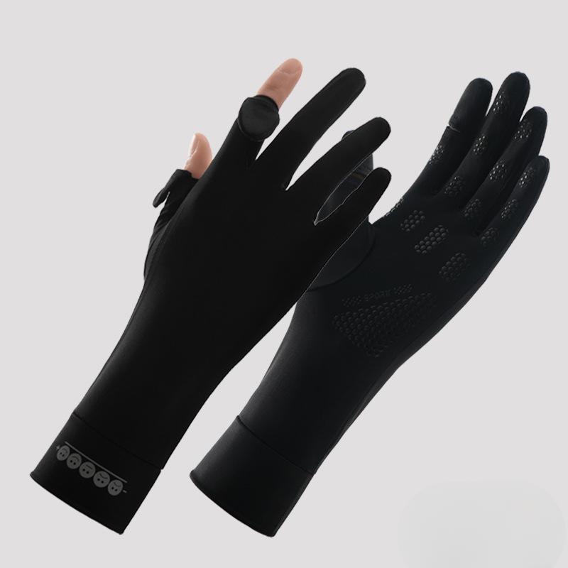Summer Women's UV Protection Finger Exposed Extended Ice Silk Sleeve Gloves for Driving  Cycling Sports  Takeout  Anti Slip and Sun Protection