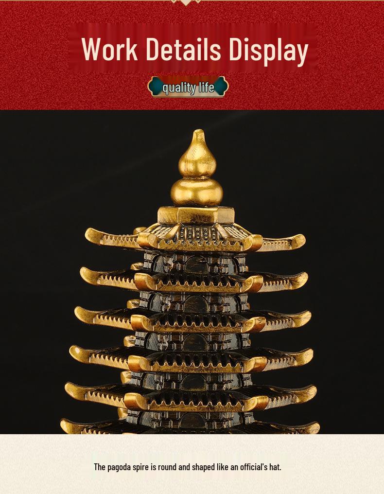 Wenchang Pagoda Resin Figurine: Thirteen-story Ornament for Living Room, Office, or Study Desk