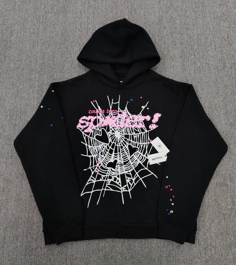 Spider Web Print Men's Heavyweight Hoodie - Trendy, Loose Fit with Plus Velvet