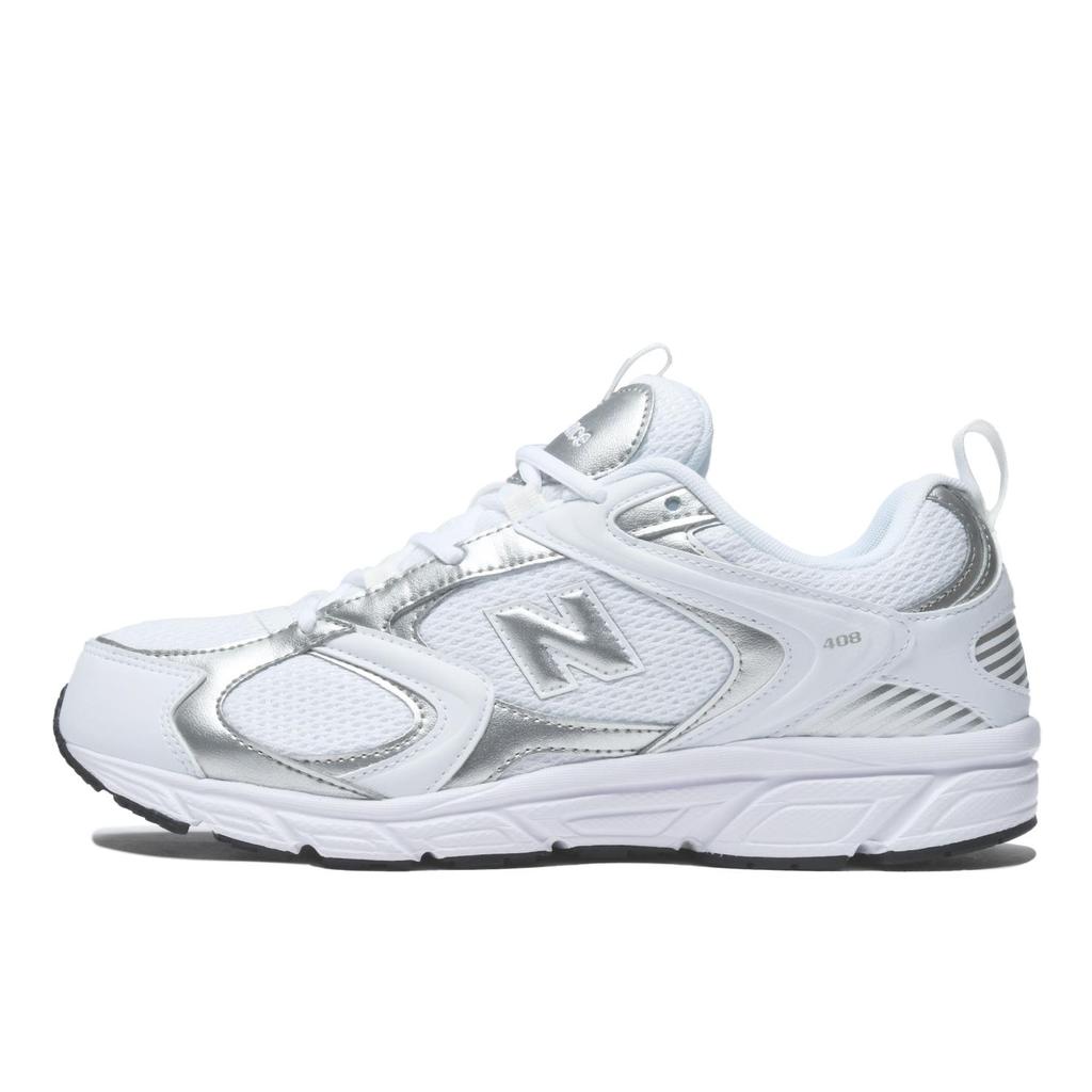 New Balance 408 Bequeme Trendige Langlebige Atmungsaktive Low-Top Lifestyle Freizeitschuhe Unisex Freizeitschuhe Weiß Silber ML408WM