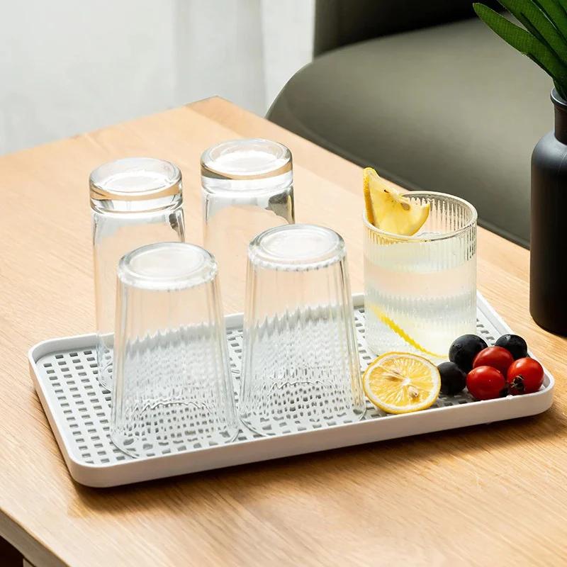 Bandeja de Drenaje Hogar Sala de Estar Hueca Rectangular Plato para Taza de Agua Fregadero de Cocina Estante de Secado de Platos de Doble Capa Vajilla