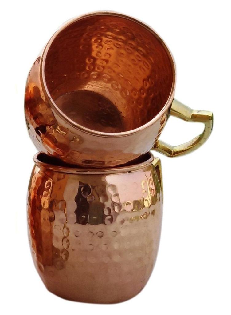 Rastogi Handicrafts Hammered Copper Moscow Mule Mug, 100% Pure Copper with Brass Handle, Hammered Moscow Mule Mug/Cup (1)