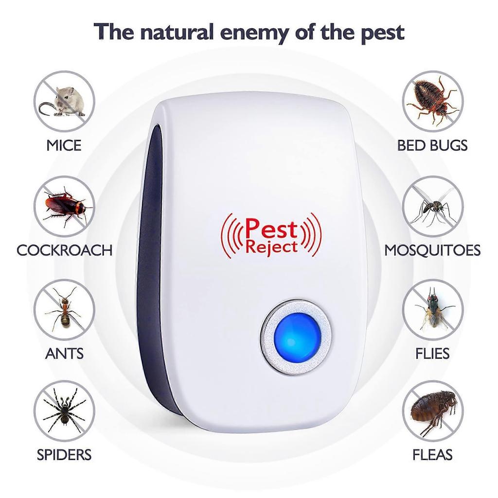 4PCS Ultrasonic Pest Repeller, Plug in Electronic Pest Repeller for Insect Spiders, Mosquitoes, Fly, Effective Insect