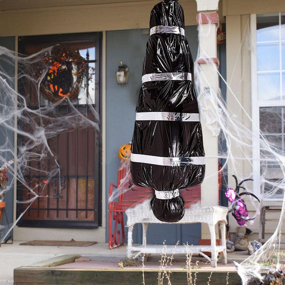 Halloween Decorations Inflatable Hanging Corpse Scary Black Dead Victim Props Hanging Dead Body Large Halloween Ornament Garden