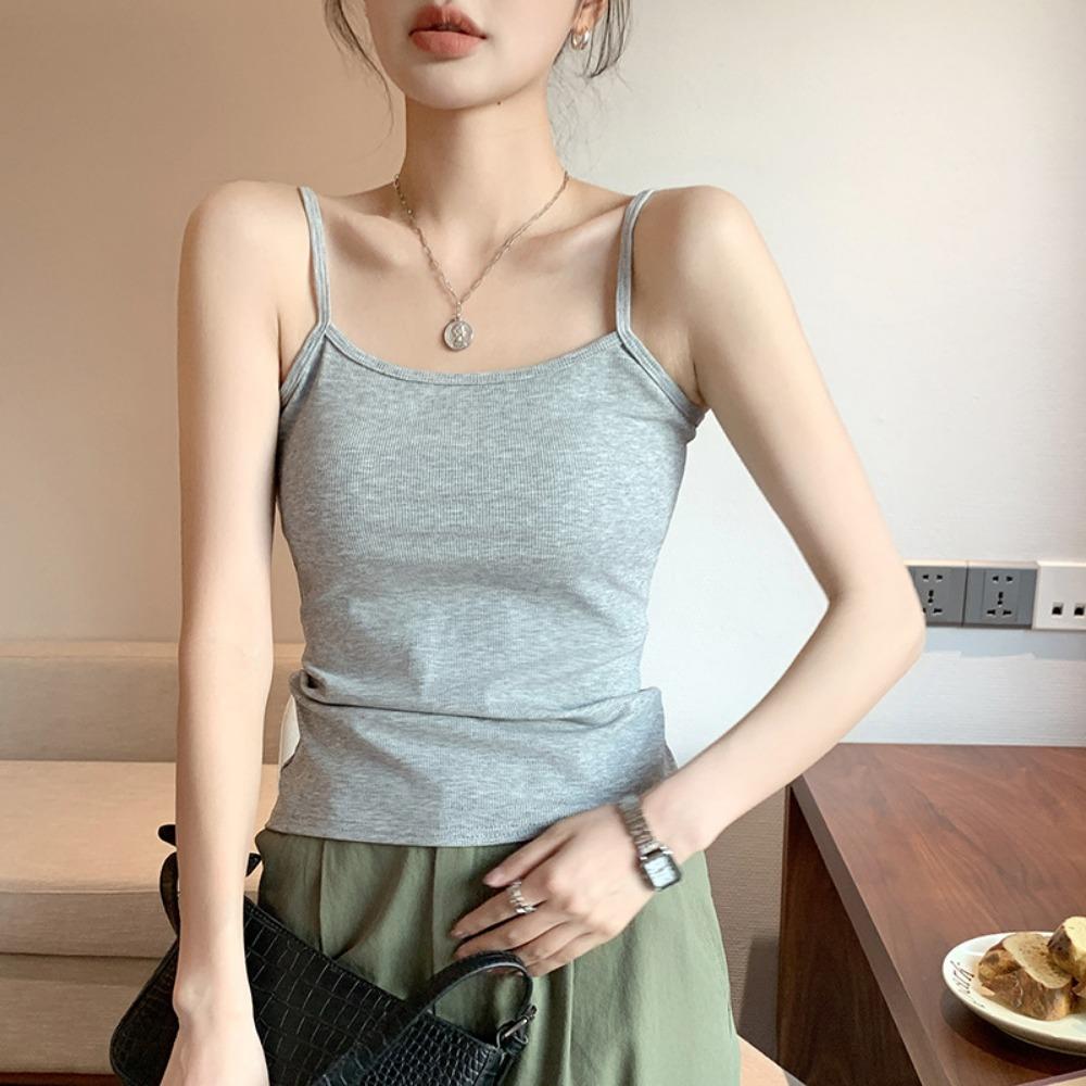 U Neck Knit Tank Top Straps Crop Tops Women Summer Camis Solid Color Yoga Camisole Fashion SportsTube Female Sleeveless Cropped Y2K Girl Clothes