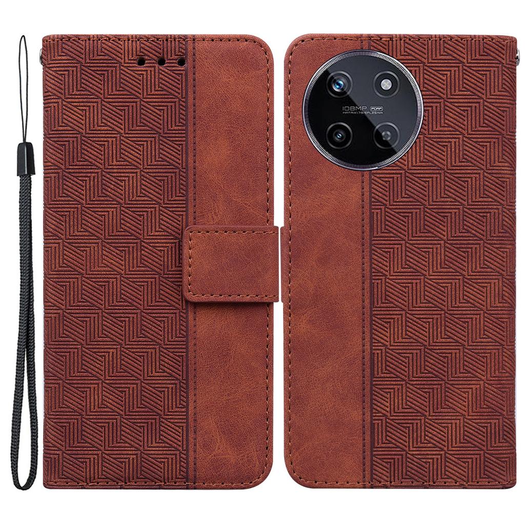 For Realme 11 4G (159.9x73.3x7.95mm) Leather Case Geometry Pattern Phone Wallet