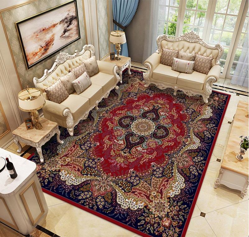 Ethnic Style Carpet Persian American Retro Living Room Sofa Coffee Table Carpet Household Bedroom Bedside Carpet Mat