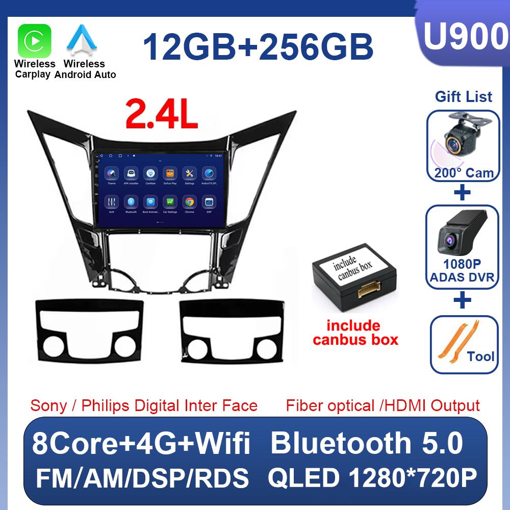 For Hyundai Sonata 6 YF 2009 - 2015 Android 14 Car Radio Multimedia Video Player GPS Navigation AI Voice 4G CarPlay Head Unit