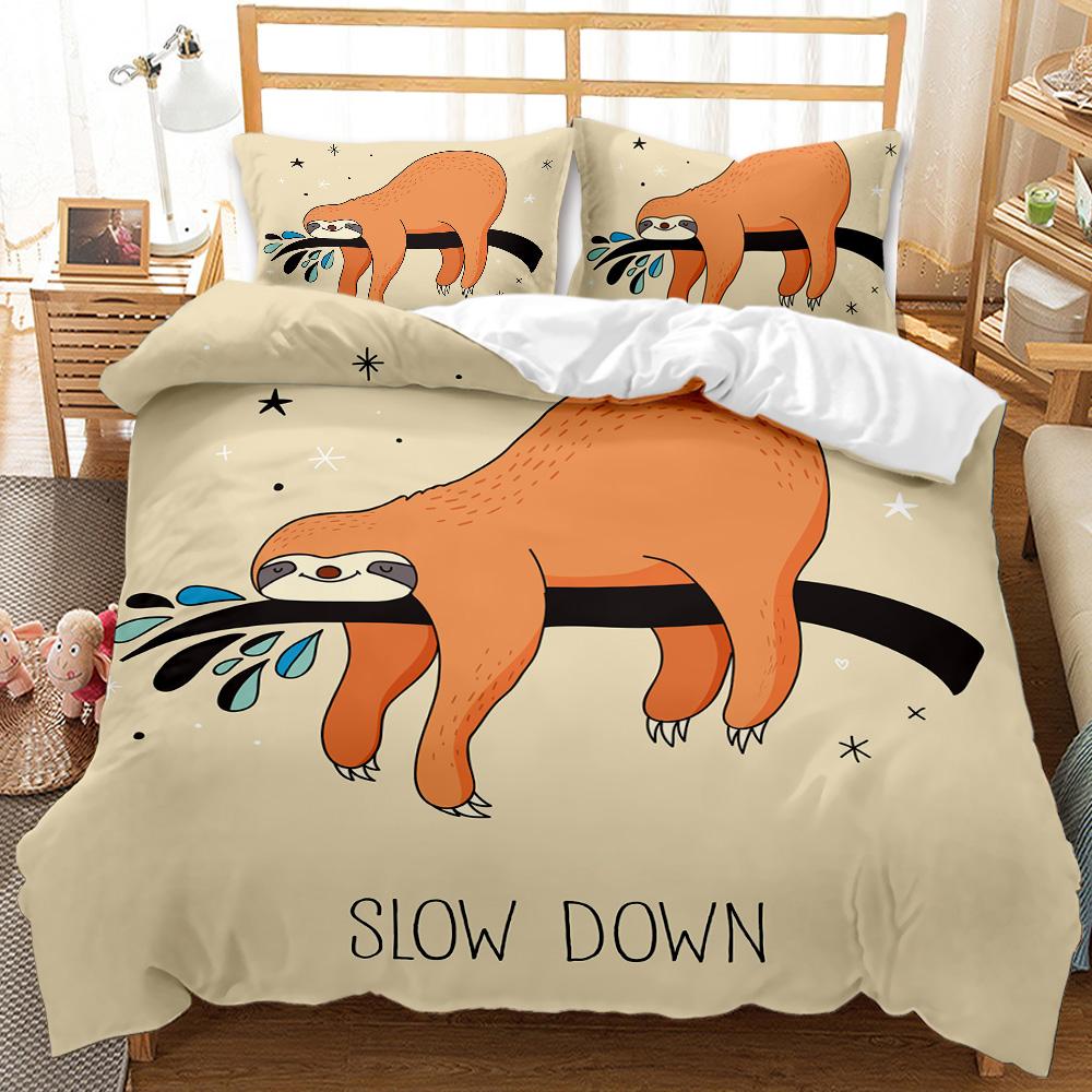 

Sloth Soft Duvet Cover Set Carton Space Sloth Beding Set Sloth Animal Warm Comforter Cover Double Quen King-Sized Dimensionsd Dimensions Comfortable 100*200cm Single