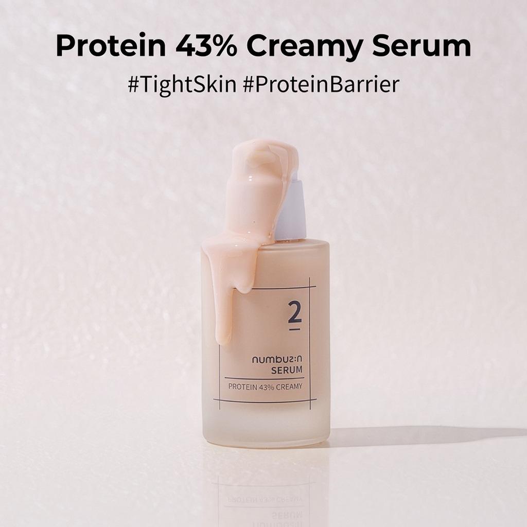 NUMBUZIN No.2 Tone Up Good Bye Rødhet Dermakrem SPF50+PA++++ /Serum: Protein Creamy Serum/Deep Clean Fresh Cream Cleanser