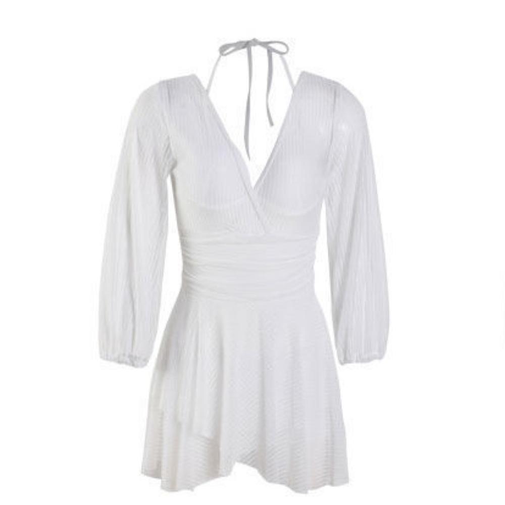 

V-neck Lace-up Skirt Bathing Suit Backless Beachwear Clothing Stylish Mesh Swimsuit Vacation белый