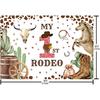My First Rodeo Cow Print Baby Backdrop - 7x5ft, Perfect for Birthday and Cowboy Party Supplies