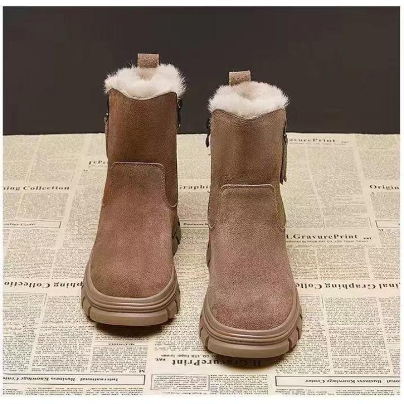 

New platform Martin boots women s new large cotton shoes mother short boots velvet warm snow boots non-slip 40 коричневый
