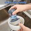 Set of 2 Dish Brush with Soap Dispenser, Kitchen Dish Scrubbers Set with Draining Tray for Washing Dishes/Pots
