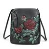 First Layer Cowhide Niche New Lightweight and Versatile Casual Bucket Bag Flower Large Capacity Leather Crossbody Shoulder Bag for Women