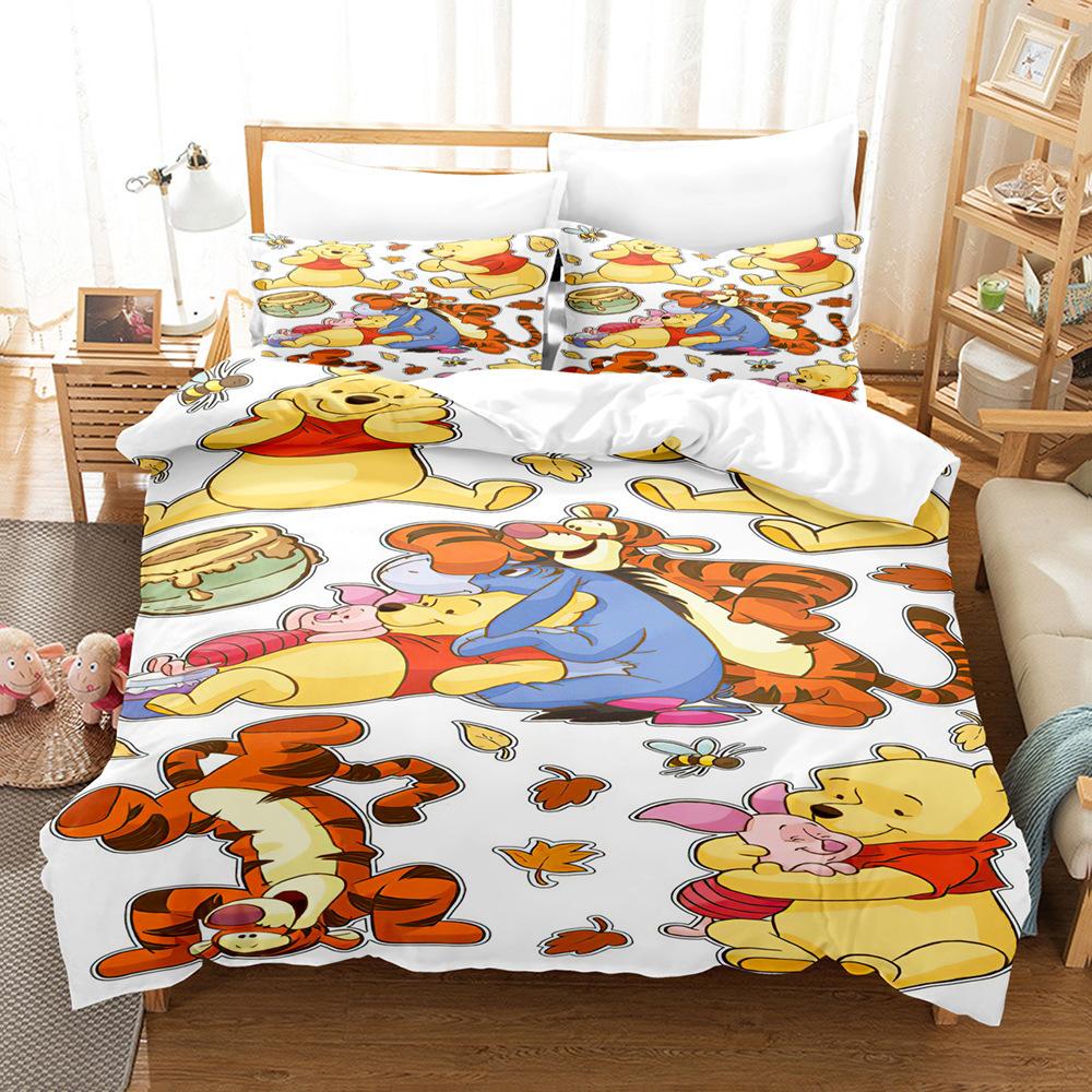 

Cute Cartoon Winnie The Pooh Three-Piece Set 3D Printed Quilt Cover Pillowcase Bedding Kit Can Be Ordered 135 * 200Cm