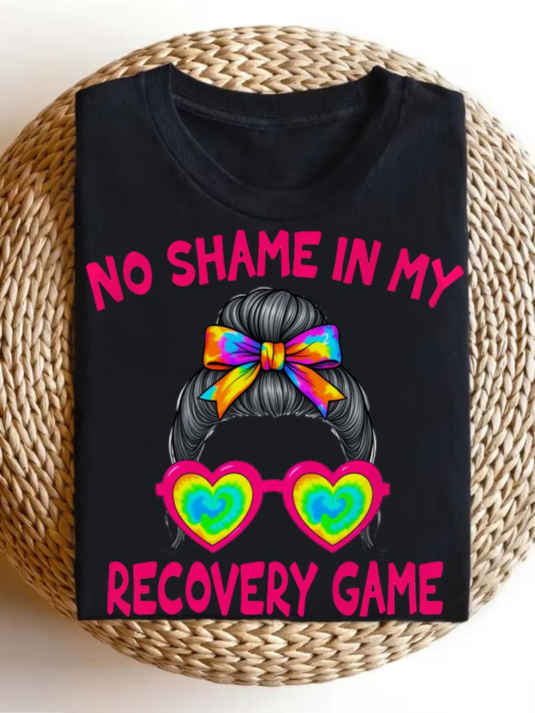There Is No Embarrassment in My Journey of Recovery. This Is a Sobriety-Themed Anniversary T-Shirt for AA And NA, Made from 220G Fabric, Featuring a C