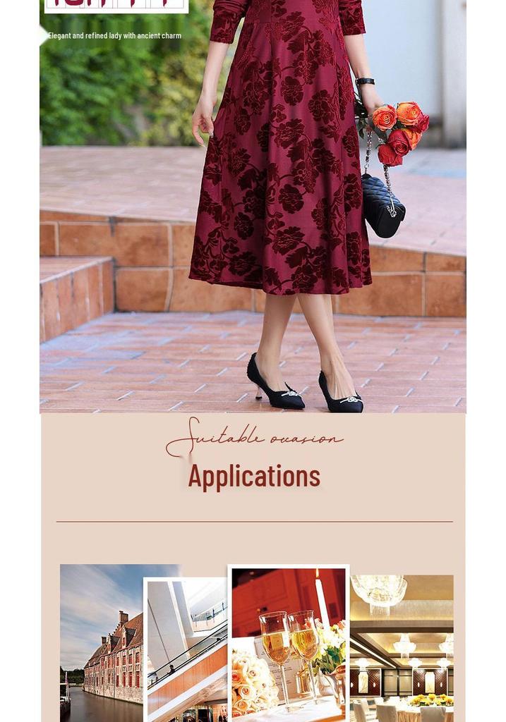 Retro Slimming Cheongsam Dress for Middle-aged and Elderly Women