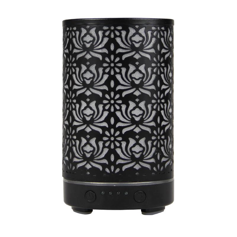 Aroma Diffuser Scent Ultrasonic Air Humidifier Iron Art Hollow Lotus Flower Pattern 2025 New Home Decorations with LED Lights