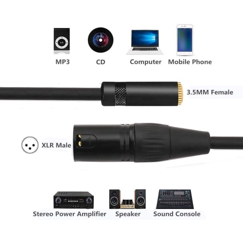 dyhngnfc XLR Conversion Cable, 3.5mm Female to XLR Canon Male, Speaker/Mixer/Microphone Cable, Audio Extension Cable (0.5M)