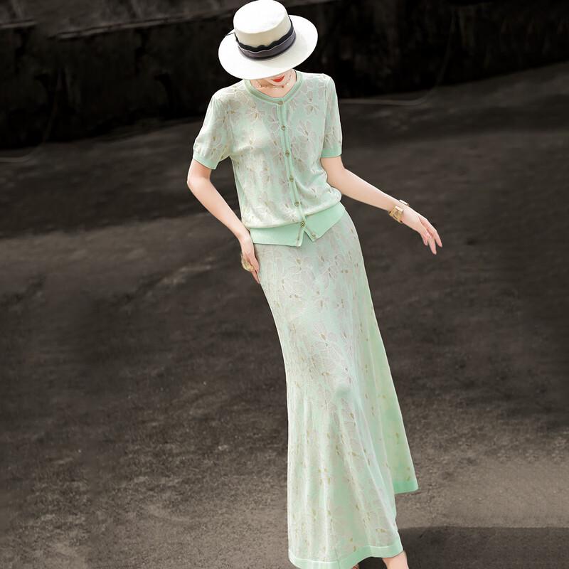 Lanser er 2026 Summer Elegant Knit Floral Two-Piece Set M