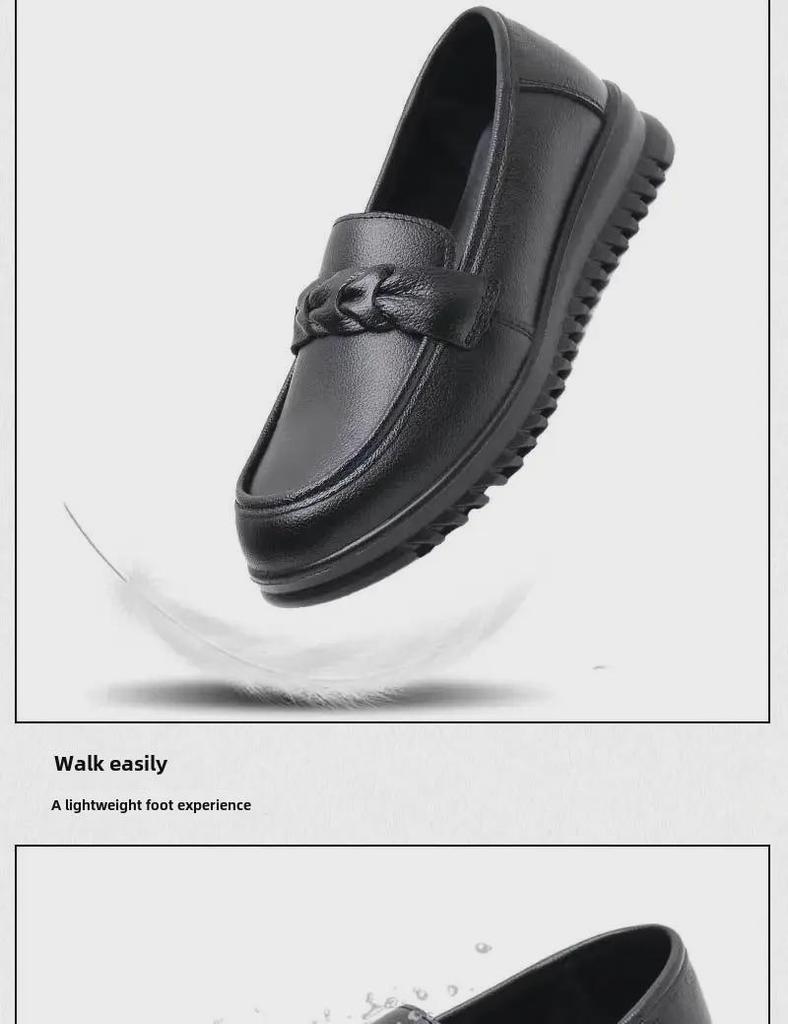 Lekkie buty z prawdziwej skóry dla kobiet w średnim wieku i starszych z miękką podeszwą