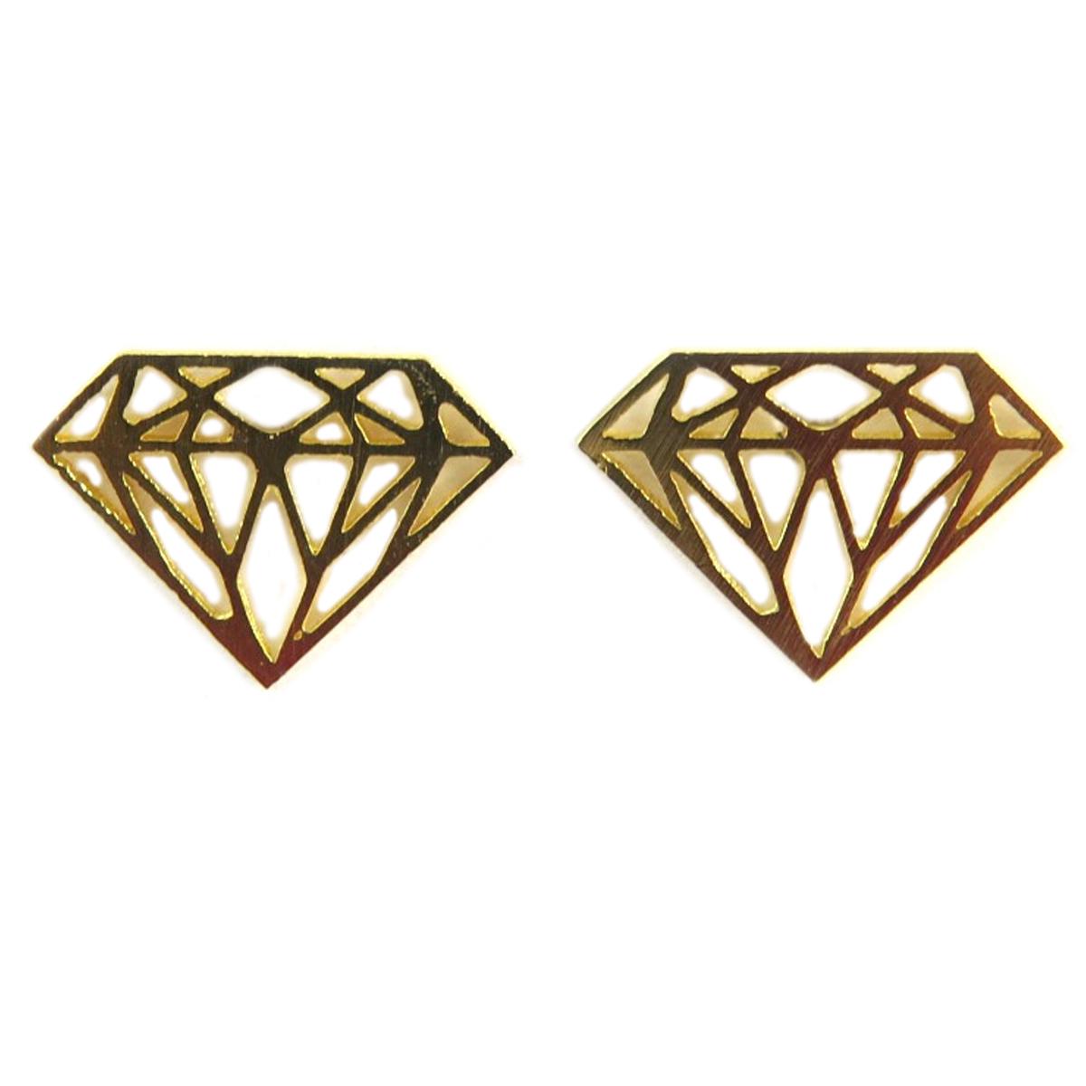 

7bis [Q6091] - Серьги крафт Оригами золото (бриллиант) - 13x9 мм