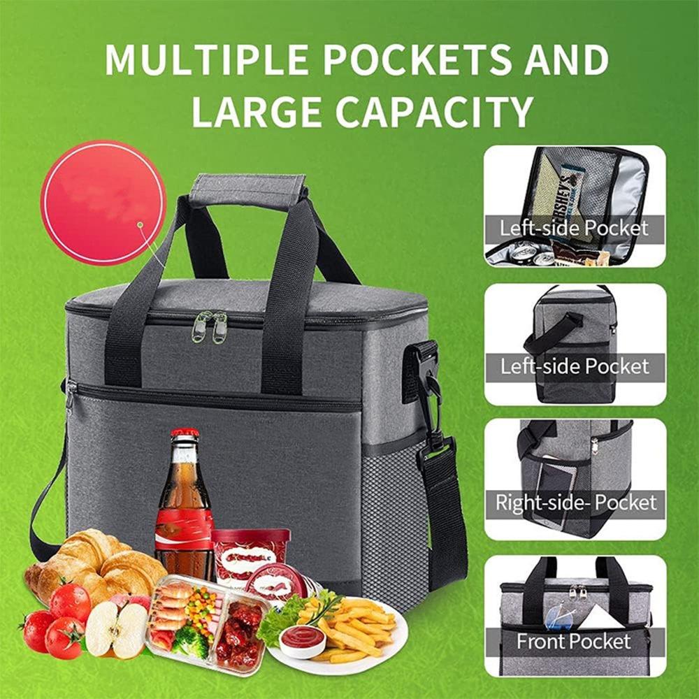 Foldable Insulated Lunch Bag Oxford Cloth Picnic Cooler Tote Durable Grocery Bag  For Shopping